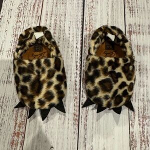 Leopard Print Kids Slippers with Claws